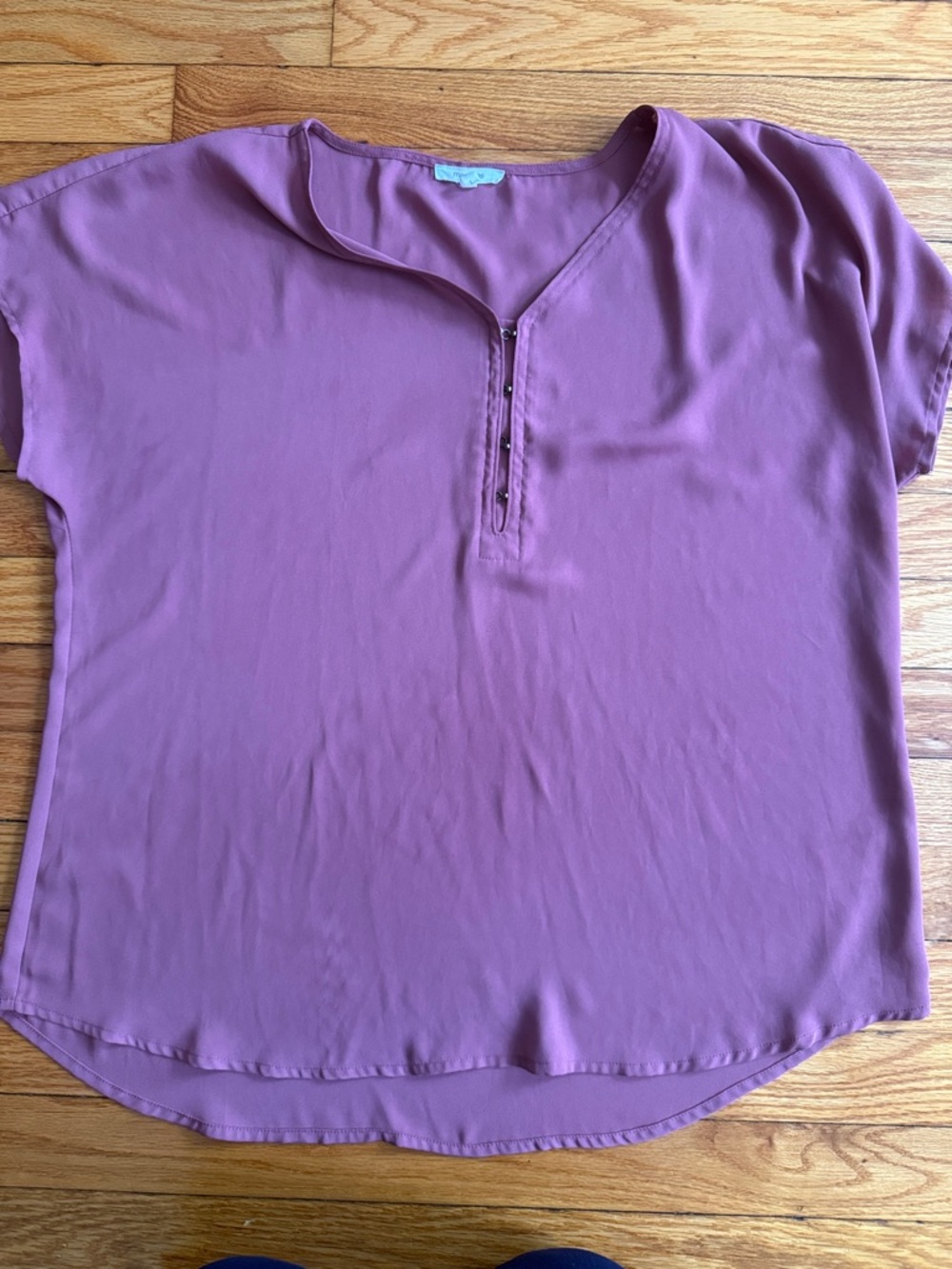 Maurices Mauve Short Sleeve V-Neck Blouse